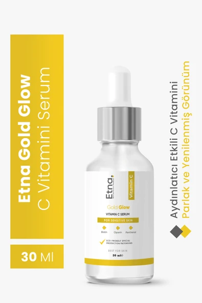 Etna Pharma Gold Glow Leke Karşıtı & Aydınlatıcı C Vitamini Serum 30 ML (Biotin, Glycerin, Panthenol) ürün görseli 1