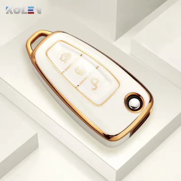 YıldızTuning Ford Galaxy Aksesuar Anahtar Kılıfı Beyaz-Gold ürün görseli 1