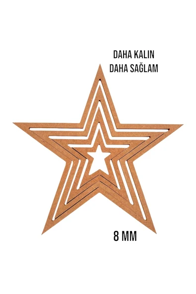 Buradadavar Hobi Ahşap 4'lü Yildiz Ham Mdf, 8mm Kalınlık, 30 Cm Kasnak, Boyanabilir Vidasız Kasnak, Makrome Halkası ürün görseli 1