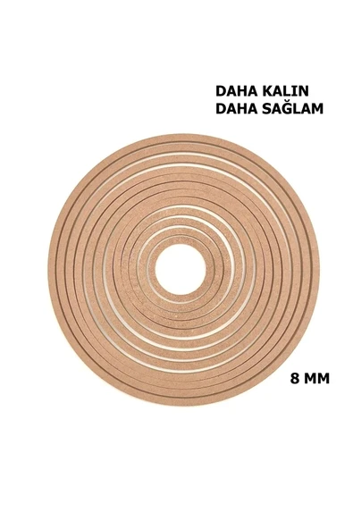 Buradadavar Hobi Ahşap 12'li Ham Mdf, 8mm Kalınlık, 30 Cm Kasnak, Boyanabilir Vidasız Kasnak, Makrome Halkası, Düş Kapanı ürün görseli 1