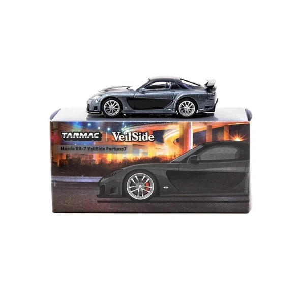 Tarmac VeilSide Mazda RX-7 VeilSide Fortune 7 Gri 1/64 Model Araba ürün görseli 1