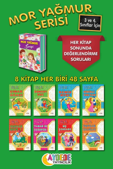 Tandem Yayınları MOR YAĞMUR 8 KİTAP 2. 3. 4. Sınıflar İçin - Görselli Hikaye Öykü Masal Kitabı ürün görseli 1