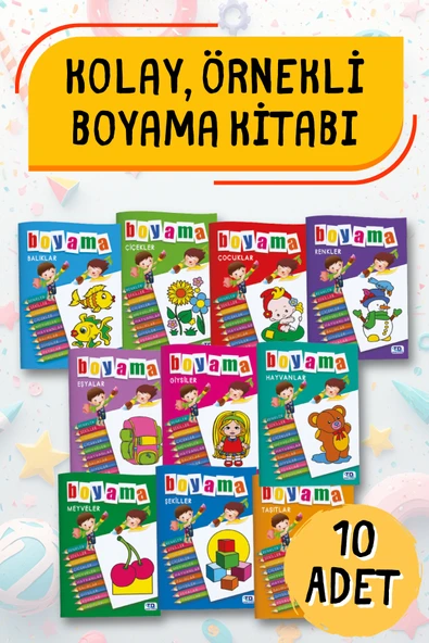 Mercek Yayıncılık İnce Yeni Boyama 10 Kitap Takım ürün görseli 1