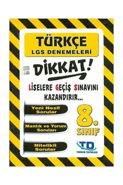 Tandem Yayınları 8.sınıf Lgs Türkçe Dikkat Denemeleri ürün görseli 1