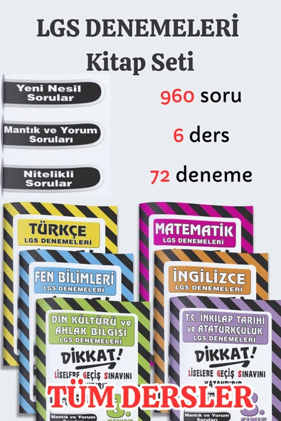 Tandem Yayınları 8.sınıf LGS Tüm Dersler Dikkat Denemeleri Kitap Seti 960 Soru ürün görseli 1