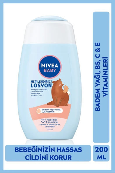 Nivea Baby 200 ml Aloe Vera İçeren Bebek Nemlendirici Losyon Hassas Ciltler İçin 24 Saat Koruma ürün görseli 1