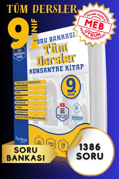 Periskop Yayınları 9.SINIF TEK KİTAP TÜM DERSLER SORU BANKASI KONSANTRE - maarif model ürün görseli 1
