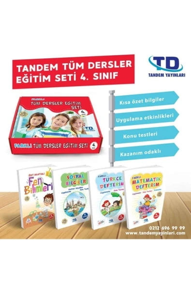 Tandem Yayınları Farklı Tüm Dersler Eğitim Seti 4. Sınıf 4 Kitap ürün görseli 1