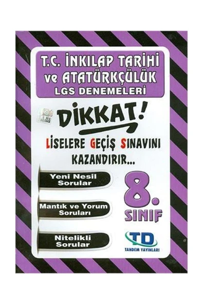 Tandem Yayınları Tandem 8.sınıf Inkılap Tarihi Lgs Denemeleri ürün görseli 1