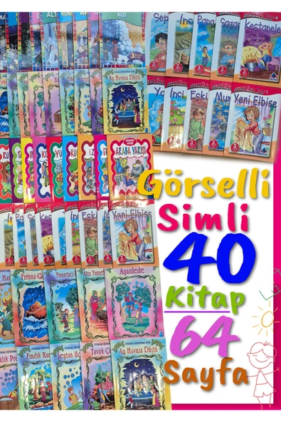TEK YAYINCILIK 2. 3. 4. Sınıflar İçin Görselli -Simli Çocuk Hikaye Öykü Kitapları ( 40 kitap ) - her kitap 64 sayfa ürün görseli 1