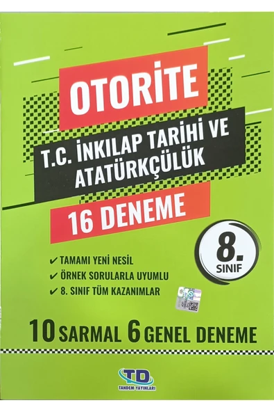 Tandem Yayınları Tandem Yayınları Otorite 8. Sınıf İnkılap Tarihi 16lı Deneme ürün görseli 1