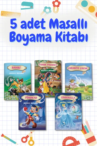 Tandem Yayınları Pamuk Prenses Masallı Boyama Kitabı (5 Kitap Takım) ürün görseli 1