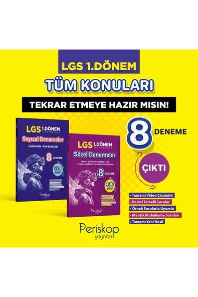 Periskop Yayınları LGS 1. Dönem Sözel 8 Li Denemeler (Türkçe,Din,İnkılap,İngilizce) ürün görseli 1