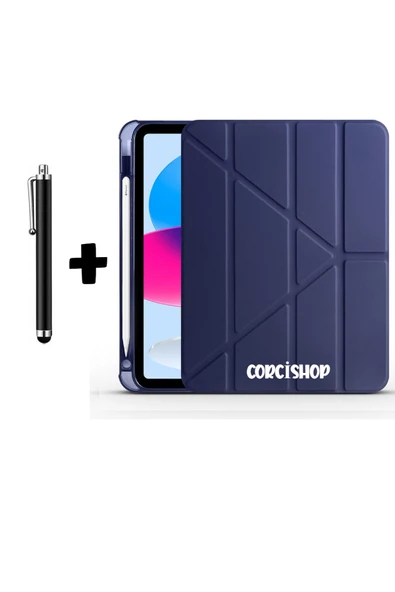 corcishop Apple İpad Air 6. Nesil 11 Inç 2024 Kılıf Kalem Bölmeli Farklı Stand Arkası Yumuşak Silikon + Kalem ürün görseli 1