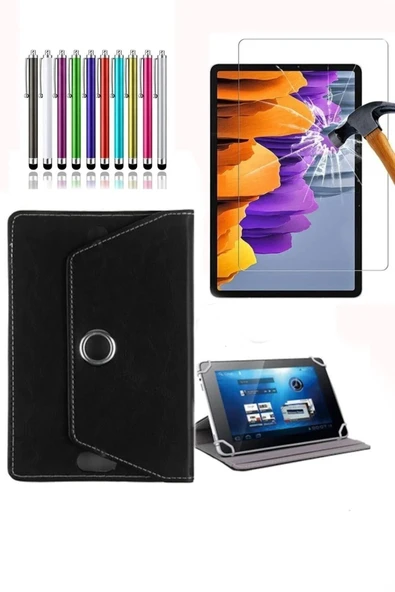 corcishop Acer Iconia P10 10.4 Uyumlu Universal Dönerli Standlı Kılıf + Ekran Koruyucu + Kalem ürün görseli 1