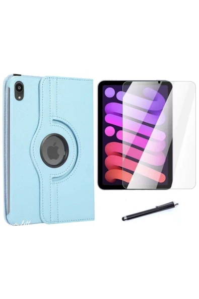 corcishop Ipad Mini 7 2024 /mini 6 Dönerli Pu Deri Standlı Tablet Kılıfı Ekran Koruyucu Dokunmatik Kalem ürün görseli 1