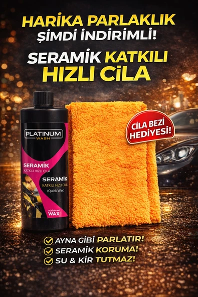 PLATINUM WASH ENDÜSTRİYEL TEMİZLİK ÜRÜNLERİ PLATINUM WASH SERAMİK KATKILI HIZLI CİLA(CİLA BEZİ HEDİYELİ) ürün görseli 1