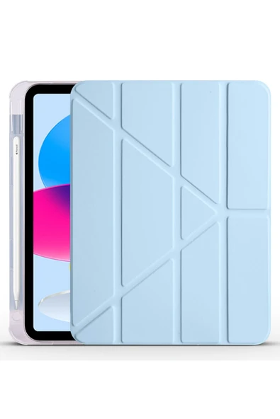 corcishop iPad 9.7 2018 6.Nesil Uyumlu Kılıf Kalem Bölmeli Farklı Stand Arkası Yumuşak Silikon ürün görseli 1