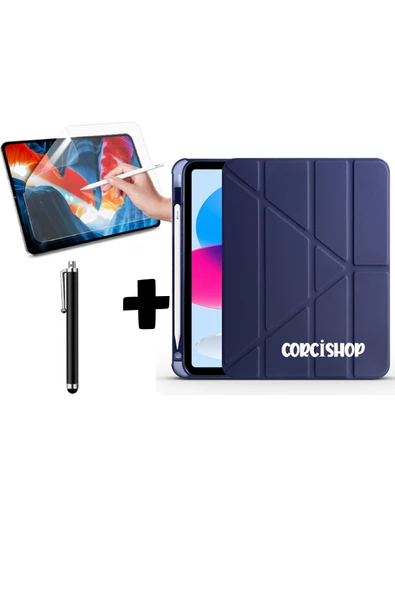 corcishop iPad 10.2 7.Nesil-8.Nesil-9.Nesil Uyumlu Tablet Kılıfı Kalemlikli Silikon Ekran Koruyucu Kalem ürün görseli 1