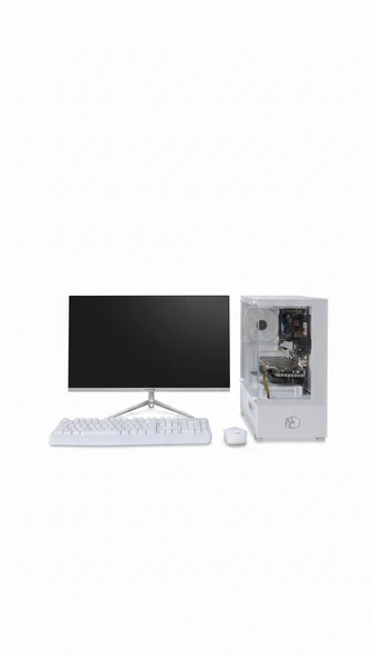 İş, Oyun ve Günlük Kullanım İçin Full Set: i3 9100F - RX 580 8GB - 16GB RAM - 256GB SSD - 24" Monitörlü Akvaryum Kasa ürün görseli 1