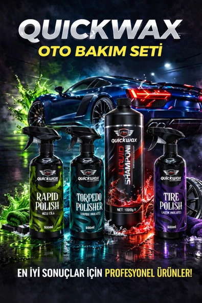 quickwax OTO BAKIM SETİ ULTRA PARLAKLIK HIZLI CİLA+TORPİDO PARLATICI+LASTİK PARLATICI+CİLALI OTO ŞAMPUANI ürün görseli 1