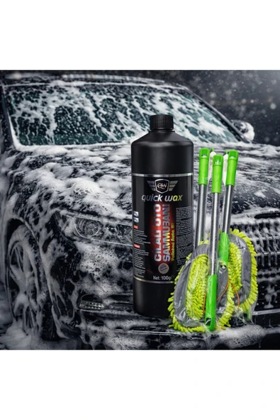 quickwax SERAMİK KATKILI CİLALI OTO ŞAMPUANI 1000ML VE ARAÇ YIKAMA MOPU(YEDEKLİ) ürün görseli 1