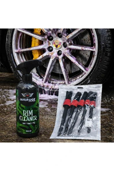 quickwax JANT TEMİZLEYİCİ(RIM CLEANER) 500ML VE 5Lİ DETAY FIRÇASI ürün görseli 1