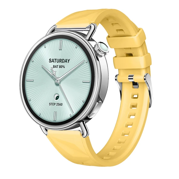 Sneezy Mi Watch S4 41mm İle Uyumlu Prism Metal Tokalı Soft Yumuşak Silikon Kordon  Sarı ürün görseli 1