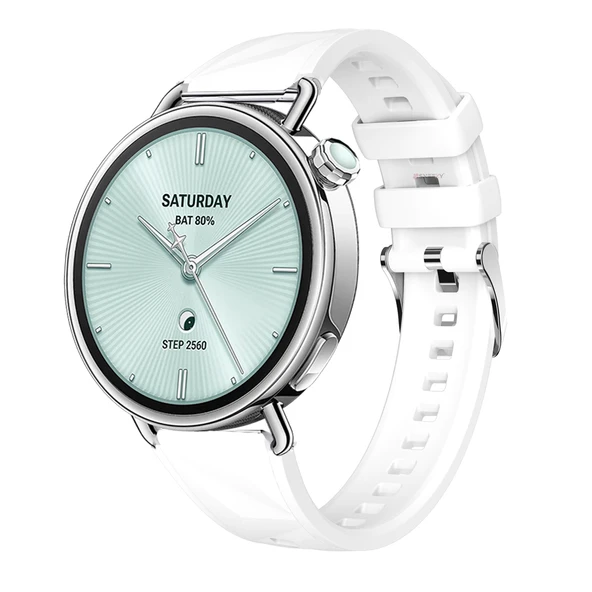 Sneezy Mi Watch S4 41mm İle Uyumlu Prism Metal Tokalı Soft Yumuşak Silikon Kordon  Beyaz ürün görseli 1