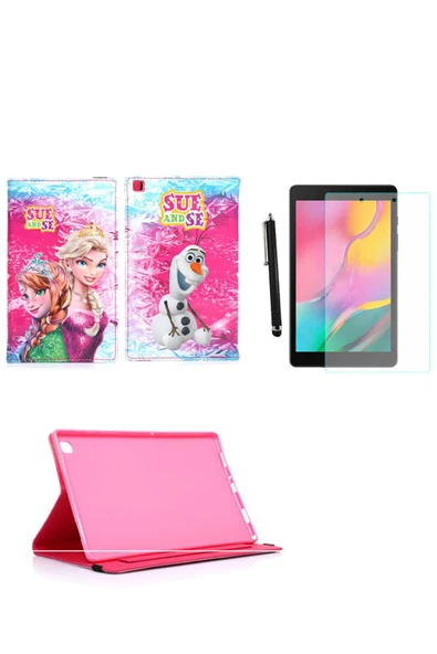 corcishop Samsung Galaxy Tab A7 Sm-t500/507 Kılıf Kabartma Resimli Kılıf + Ekran Koruyucu + Kalem ürün görseli 1