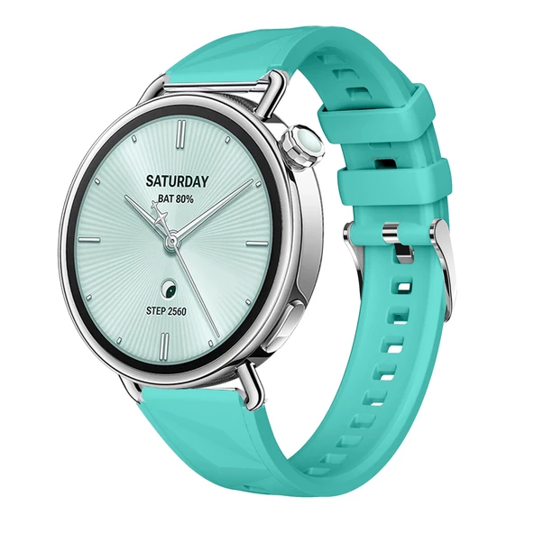 Sneezy Mi Watch S4 41mm İle Uyumlu Prism Metal Tokalı Soft Yumuşak Silikon Kordon  Turkuaz ürün görseli 1