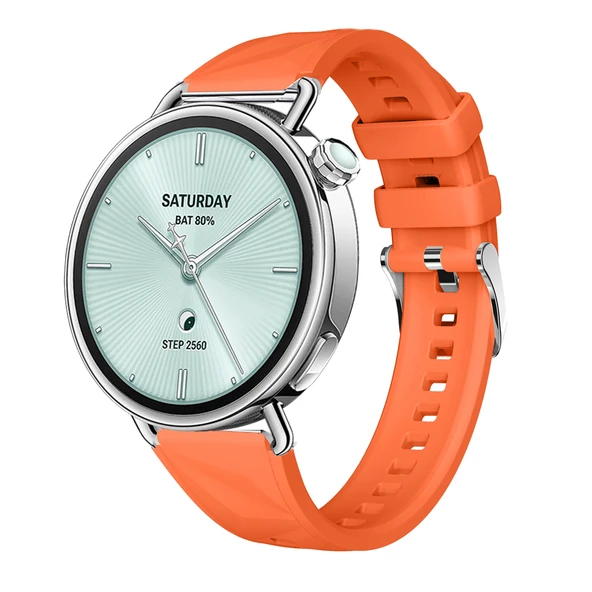 Sneezy Mi Watch S4 41mm İle Uyumlu Prism Metal Tokalı Soft Yumuşak Silikon Kordon  Turuncu ürün görseli 1