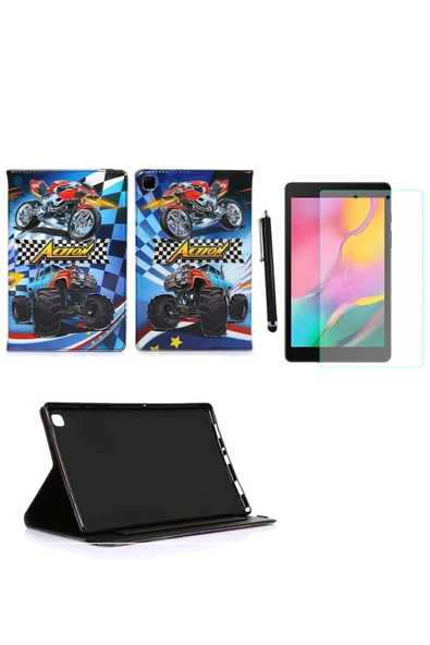 corcishop Samsung Galaxy Tab S6 Lite Sm-p610 Dönerli 10.4" Kılıf Kabartma Resimli Kılıf +ekran Koruyucu +kalem ürün görseli 1