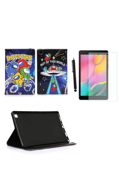 corcishop Samsung Galaxy Tab A 10.1 2019 Sm T510 T515 T517 Kılıf Kabartma Resimli Kılıf+ Ekran Koruyucu+ Kalem ürün görseli 1