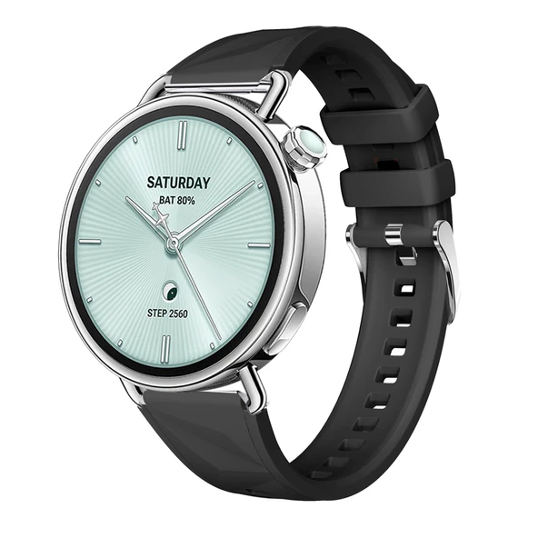 Sneezy Mi Watch S4 41mm İle Uyumlu Prism Metal Tokalı Soft Yumuşak Silikon Kordon  Siyah ürün görseli 1
