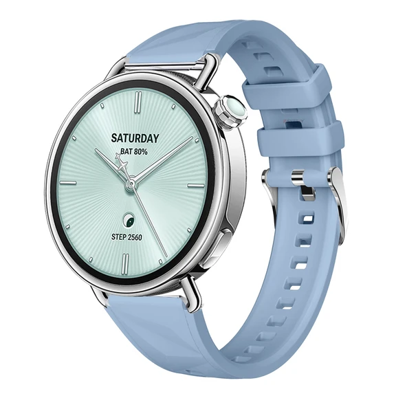 Sneezy Mi Watch S4 41mm İle Uyumlu Prism Metal Tokalı Soft Yumuşak Silikon Kordon  Mavi ürün görseli 1