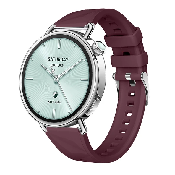 Sneezy Mi Watch S4 41mm İle Uyumlu Prism Metal Tokalı Soft Yumuşak Silikon Kordon  Mürdüm ürün görseli 1