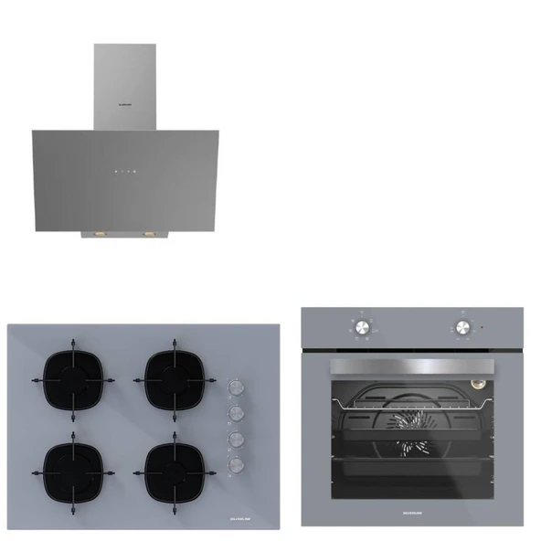 Silverline Gri Cam Ankastre Set 3481 - CS5665S01 65cm ocak -BO6501S01 Fırın ürün görseli 1