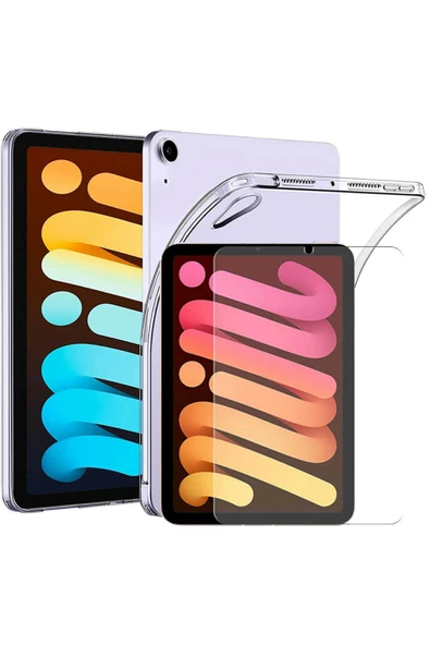corcishop Apple Ipad Mini 7 2024 /mini 6.nesil 2021 8.3 Inç Şeffaf Silikon Kılıf Nano Ekran Koruyucu ürün görseli 1