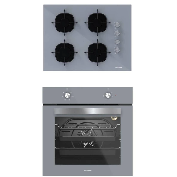 Silverline 2'li ikili Gri Cam Ankastre Set Cs5665S01 65cm Ocak - BO6501S01 Fırın ürün görseli 1