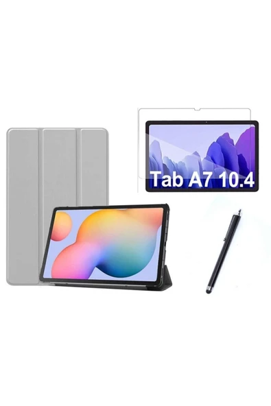 corcishop Samsung Uyumlu Galaxy Tab A7 T500 Smart Cover Tablet Kılıfı + Ekran Koruyucu + Kalem ürün görseli 1