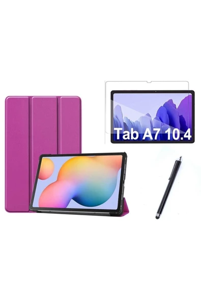 corcishop Samsung Uyumlu Galaxy Tab A7 T500 Smart Cover Tablet Kılıfı + Ekran Koruyucu + Kalem ürün görseli 1