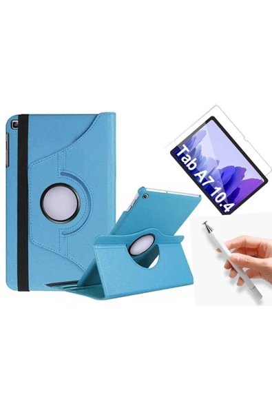 corcishop Samsung Galaxy Tab A7 T500 360 Rotating Stand Deri Kılıf Ekran Koruyucu Dokunmatik Kalem ürün görseli 1