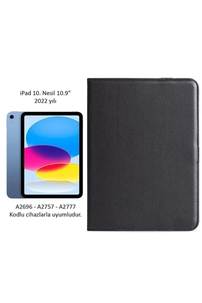 corcishop Apple Ipad 10. Nesil 2022 10.9" Kılıf Dönebilen Standlı Smart Uyku Modlu Pu Deri Kapaklı Tablt Klıfı ürün görseli 1