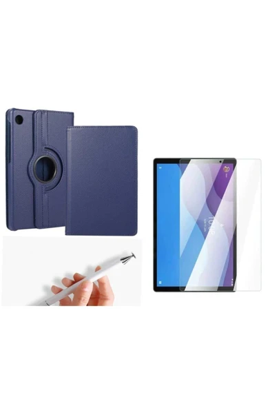 corcishop Lenovo M10 Tb-x306f Gen.2 360 Rotating Stand Deri Kılıf + Ekran Koruyucu + Dokunmatik Kalem ürün görseli 1