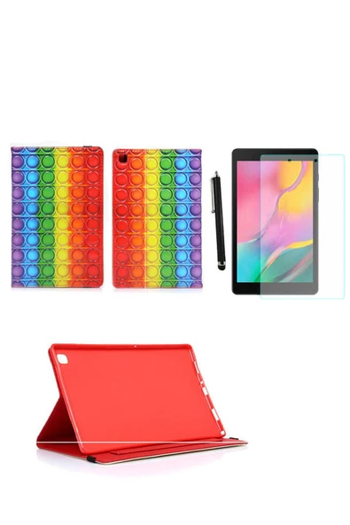 corcishop Samsung Galaxy Tab A 10.1 2019 Sm T510 T515 T517 Kılıf Kabartma Resimli Kılıf+ Ekran Koruyucu+ Kalem ürün görseli 1