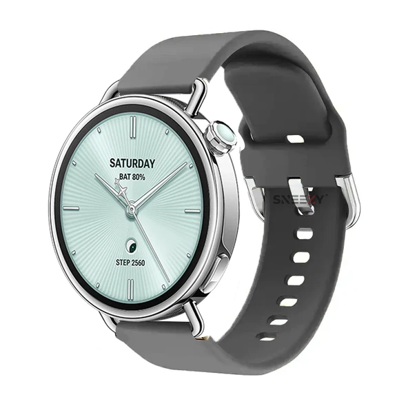 Sneezy Mi Watch S4 41mm İle Uyumlu Yumuşak PureLux Soft Tokalı Silikon Kordon  Koyu Gri ürün görseli 1