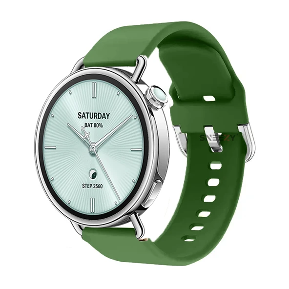 Sneezy Mi Watch S4 41mm İle Uyumlu Yumuşak PureLux Soft Tokalı Silikon Kordon  Haki ürün görseli 1