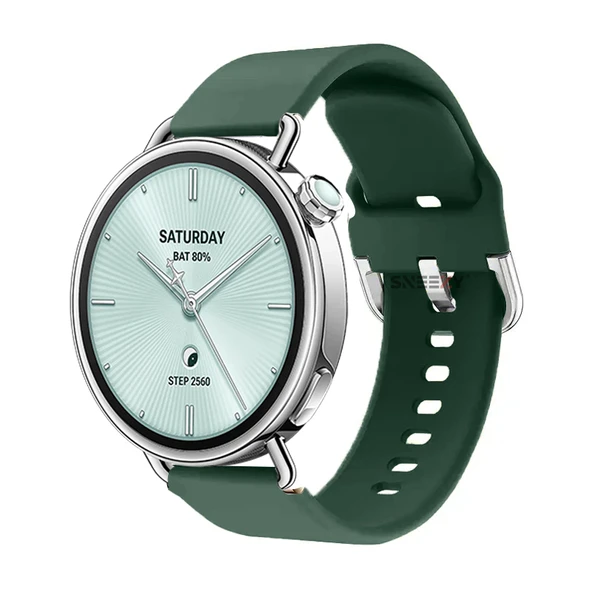 Sneezy Mi Watch S4 41mm İle Uyumlu Yumuşak PureLux Soft Tokalı Silikon Kordon  Koyu Yeşil ürün görseli 1
