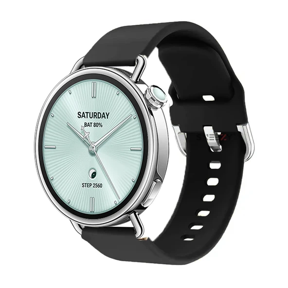 Sneezy Mi Watch S4 41mm İle Uyumlu Yumuşak PureLux Soft Tokalı Silikon Kordon  Siyah ürün görseli 1